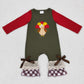 LR0670 Baby Boy Long Sleeves Embroidery turkey Thanksgiving One Piece Romper