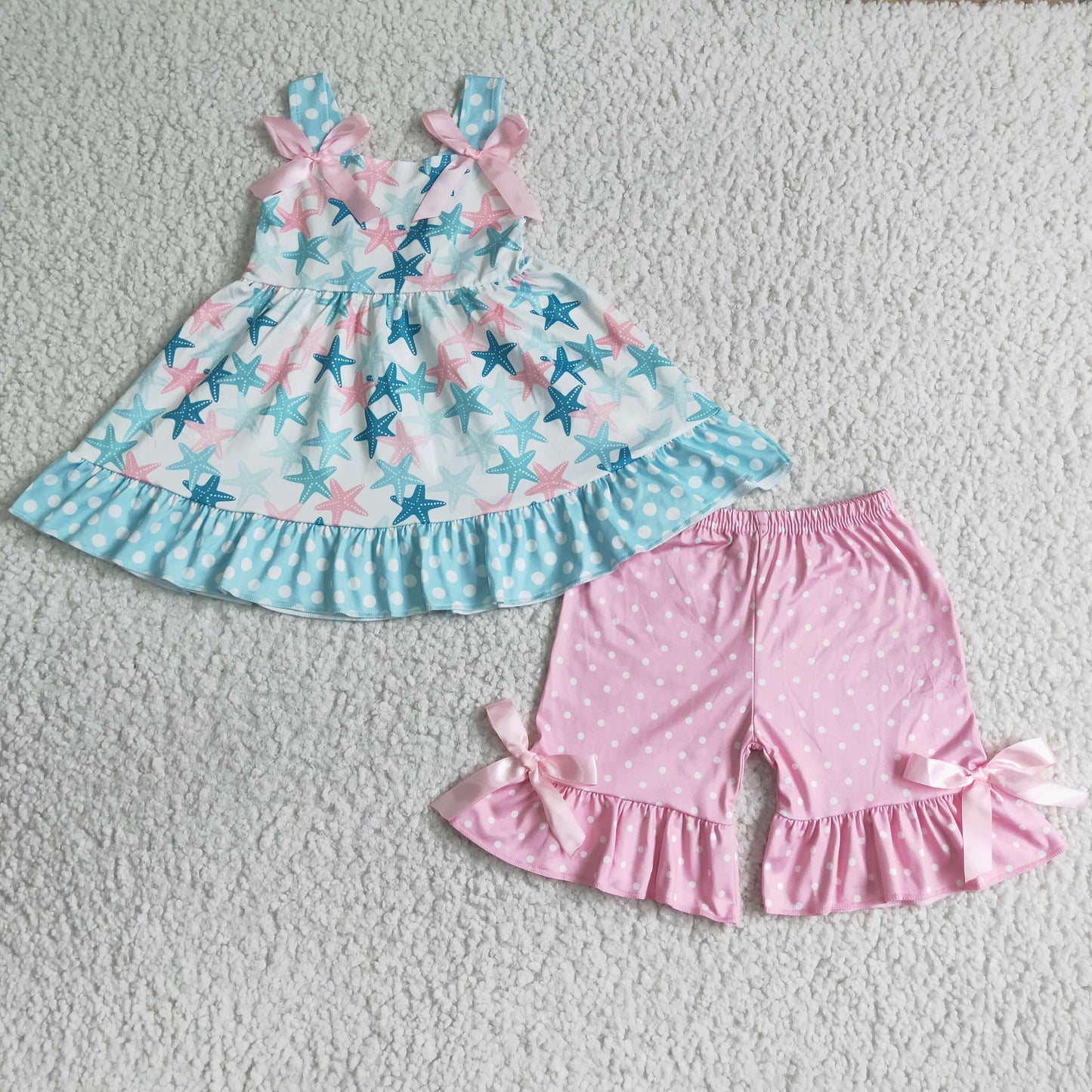 Promotion Baby Girl Starfish Pink Shorts Outfit