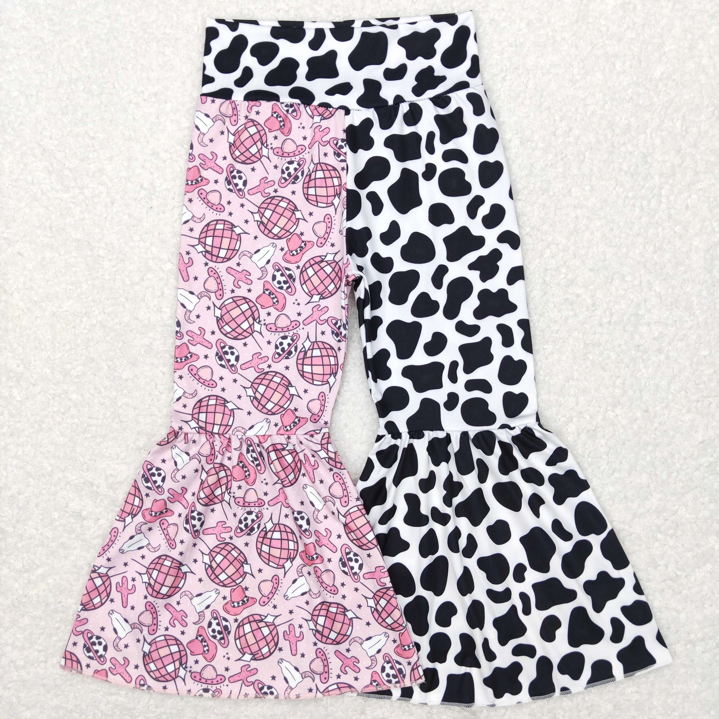 P0369 Baby Girl Western Cow Print Bell Pants