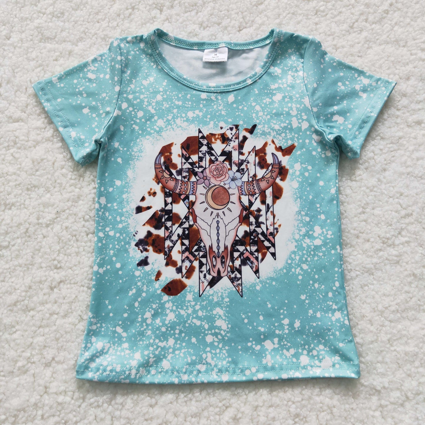 GT0238 Baby Girl Short Sleeves Western Cow Shirt