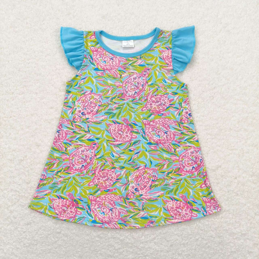 Baby Girl Blue Short Sleeves Turtles Tops Shirt