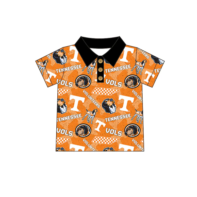 Baby Boy Short Sleeves Dog Team Shirt Orange Tops