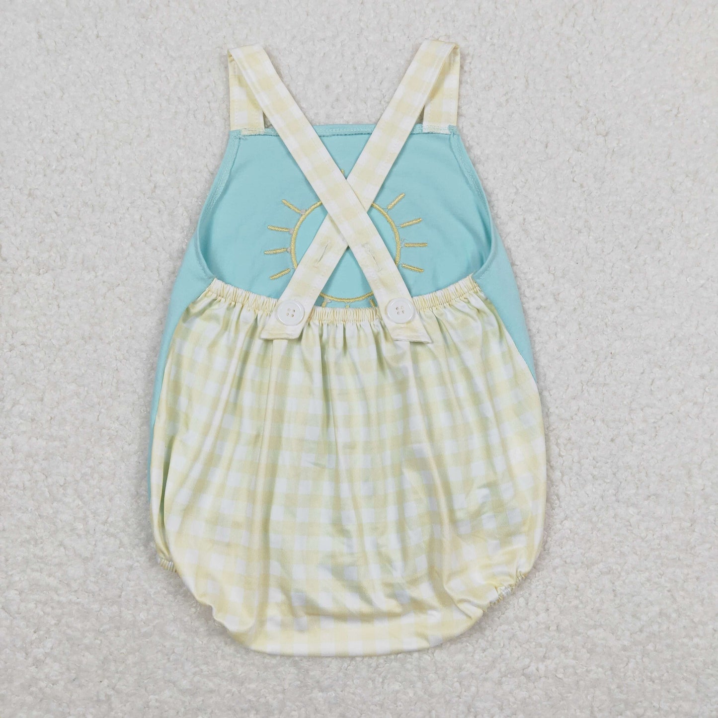 Baby Boy Embroidery Sun Plaid One Piece Summer Romper