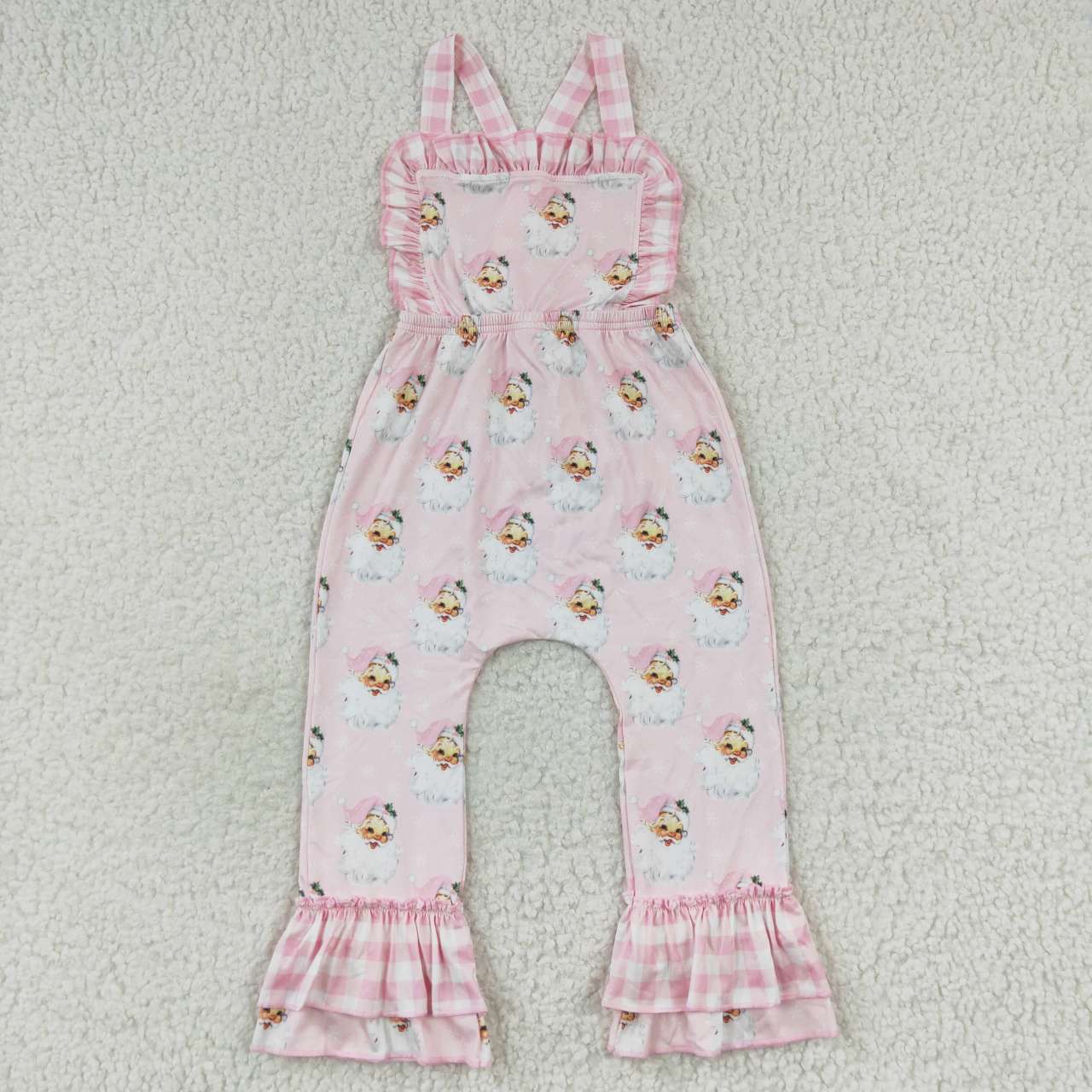 SR0101 Baby Girl Christmas Pink Santa Jumpsuit