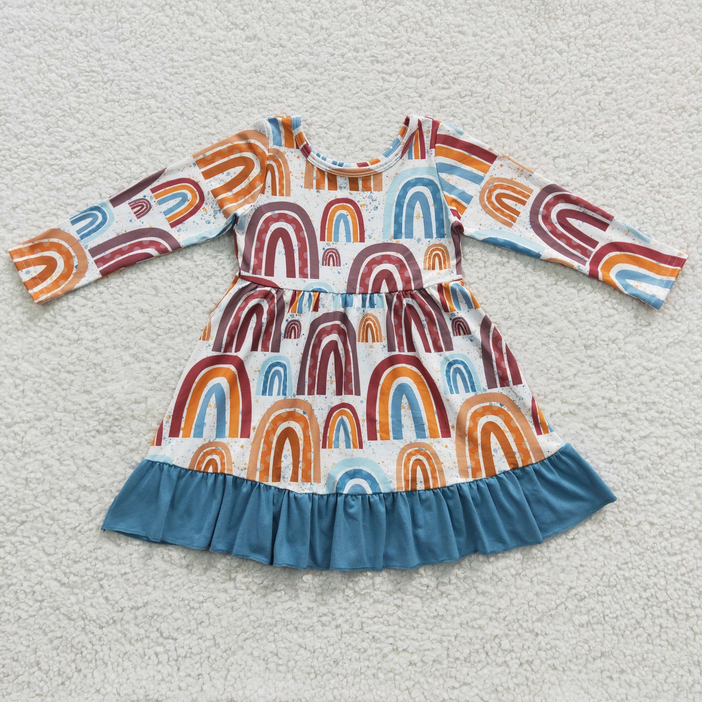 GLD0205 Baby Girl Long Sleeves Rainbow Dress