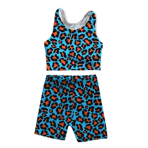 Moq 3 Pre-order GSSO0901 Baby Girl Sleeveless Leopard Tops Shorts Summer Set