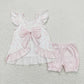 Baby Girl Sleeveless Open Back Tops Pink Plaid Shorts Summer Boats Set