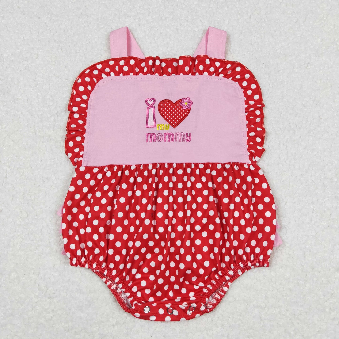 Baby Girl Embroidery I Love My Mommy Bubble One Piece Romper