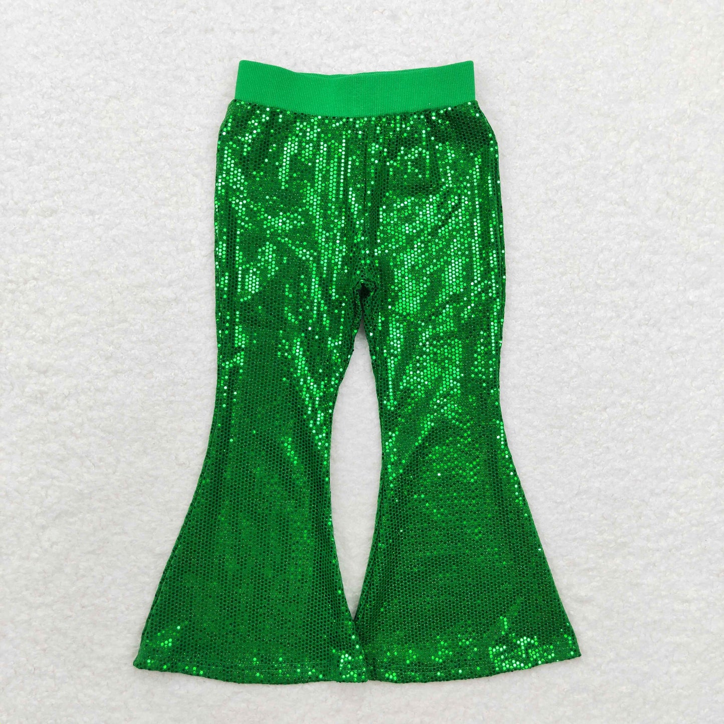 Baby Girl Green Sequins Bell Bottom Pants