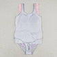 Baby Girl Ruffle Sleeves Floral Purple One-piece Swimsuit