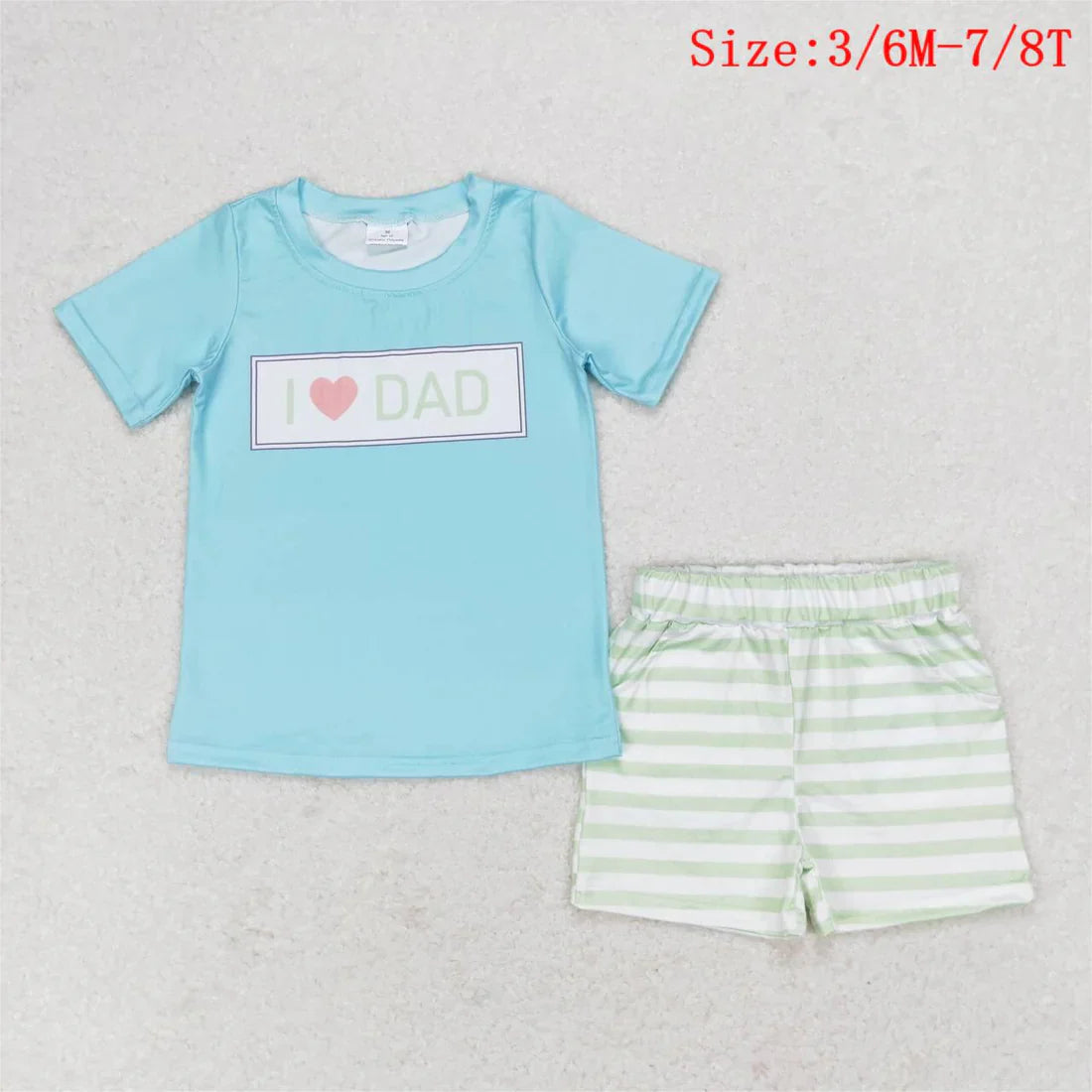 Baby Boy Short Sleeves I Love Daddy Sibling Set Brothers Clothes RTS