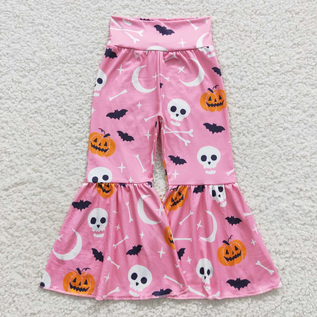 P0218 Baby Girl Halloween Pumpkin Pink Bell Pants