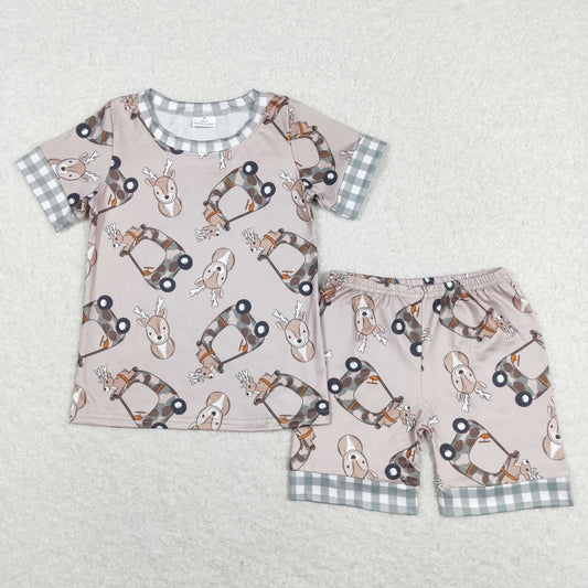 BSSO0349 Baby Boy Short Sleeves Deer Shirt Shorts Pajamas Set