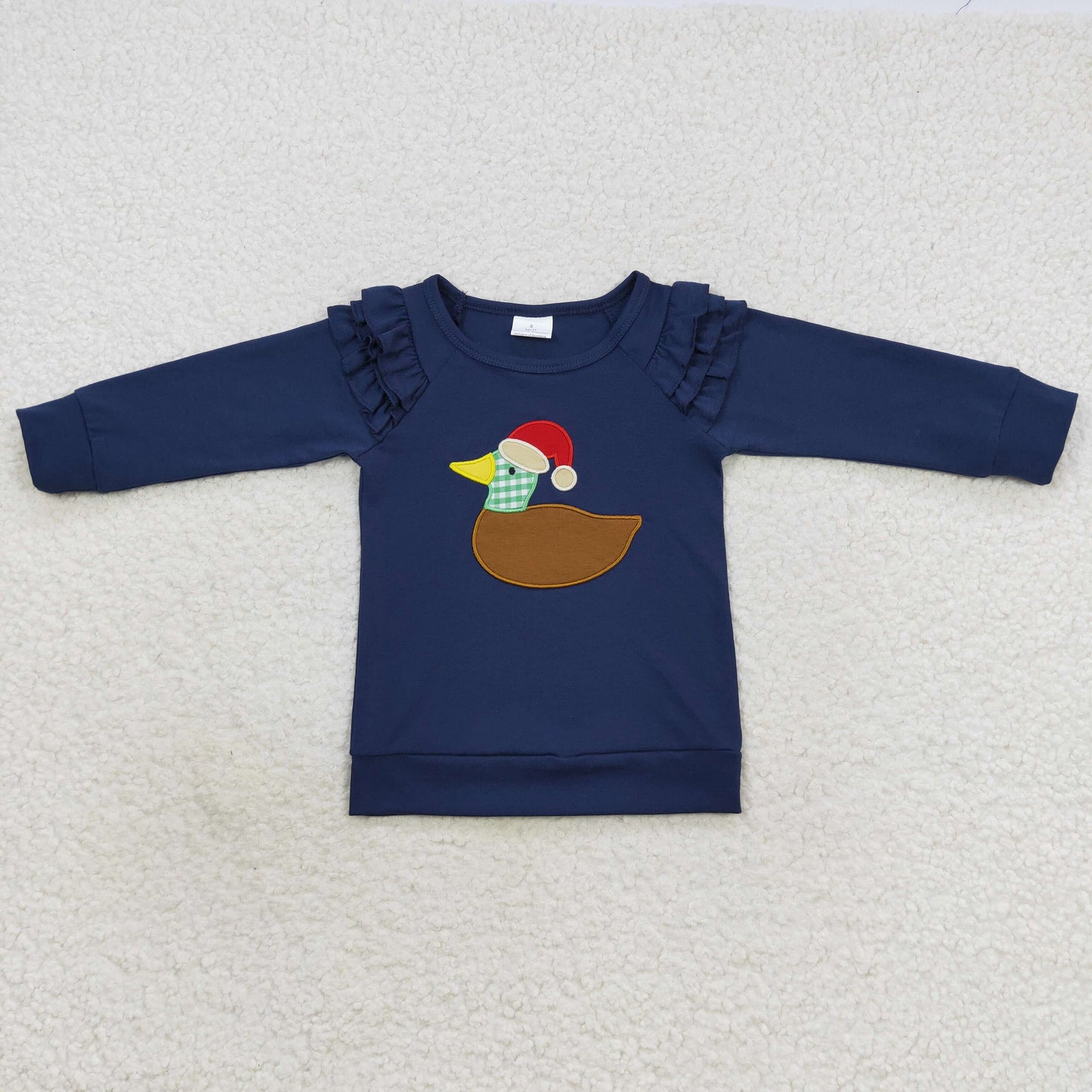 GT0281 Baby Girl Long Sleeves Christmas Duck Embroidery Shirt