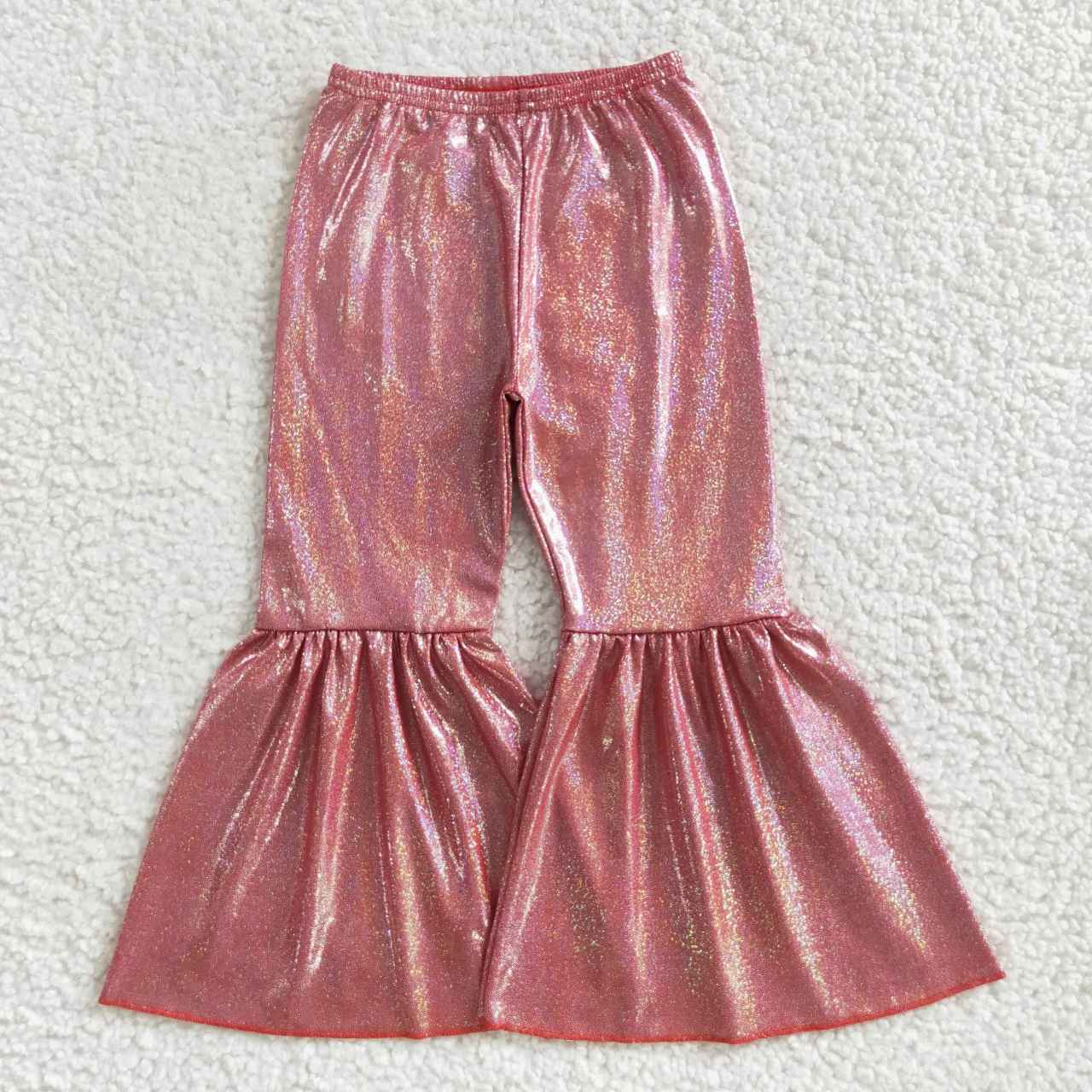 P0181 Baby Girl Holographic Spandex Bell Bottom Pants