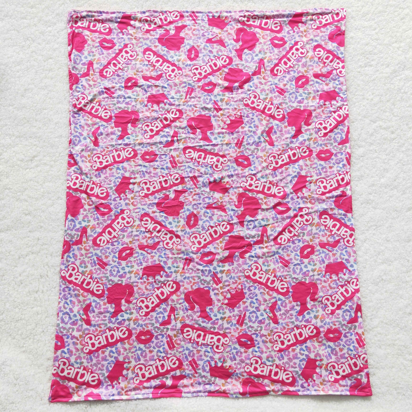 BL0053 Baby Girl Pink Doll Birthday Blanket