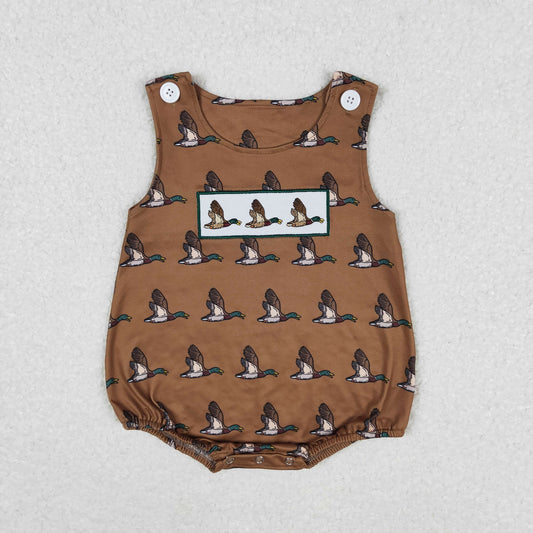 Baby Boy Sleeveless Embroidery Ducks Romper