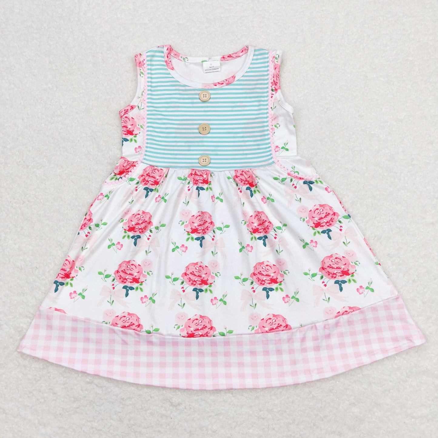 Baby Girl Sleeveless Stripes Floral Summer Dress