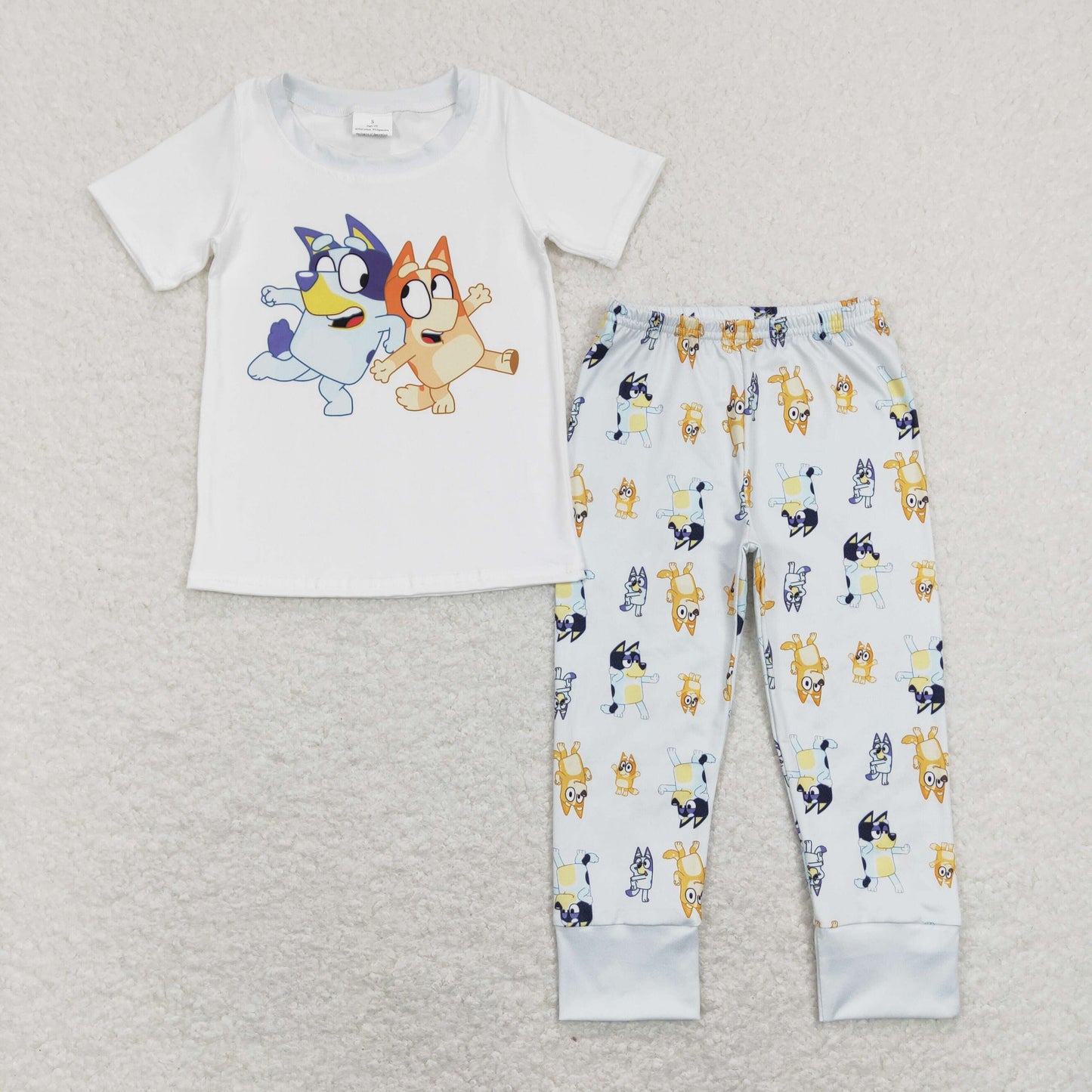 BSPO0265 Baby Boy Short Sleeves Shirt Dogs Pants Set