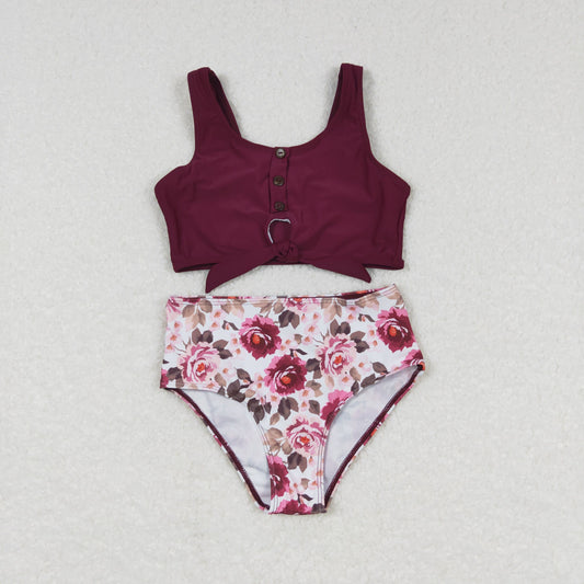 S0141 Baby Girl Floral Swimsuit Summer Bathing Suit Outfit