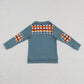 BT0313 Baby Boy Long Sleeves Plaid Thanksgving Fall Pullover