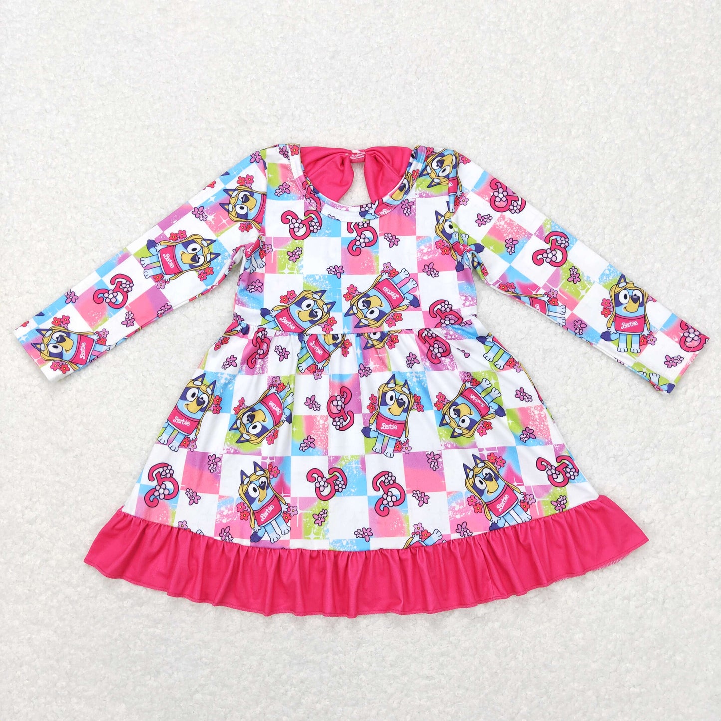 GLD0477 Baby Girl Long Sleeves Gogs Cartoon Dress