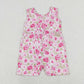 Baby Girl Sleeveless Floral Zipper One Piece Pink Jumpsuit