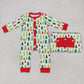 LR0626 Baby Girl Long Sleeves Christmas Tree One Piece Romper