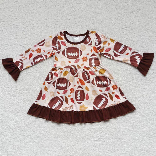 GLD0222 Baby Girl Long Sleeves Football Fall Dress