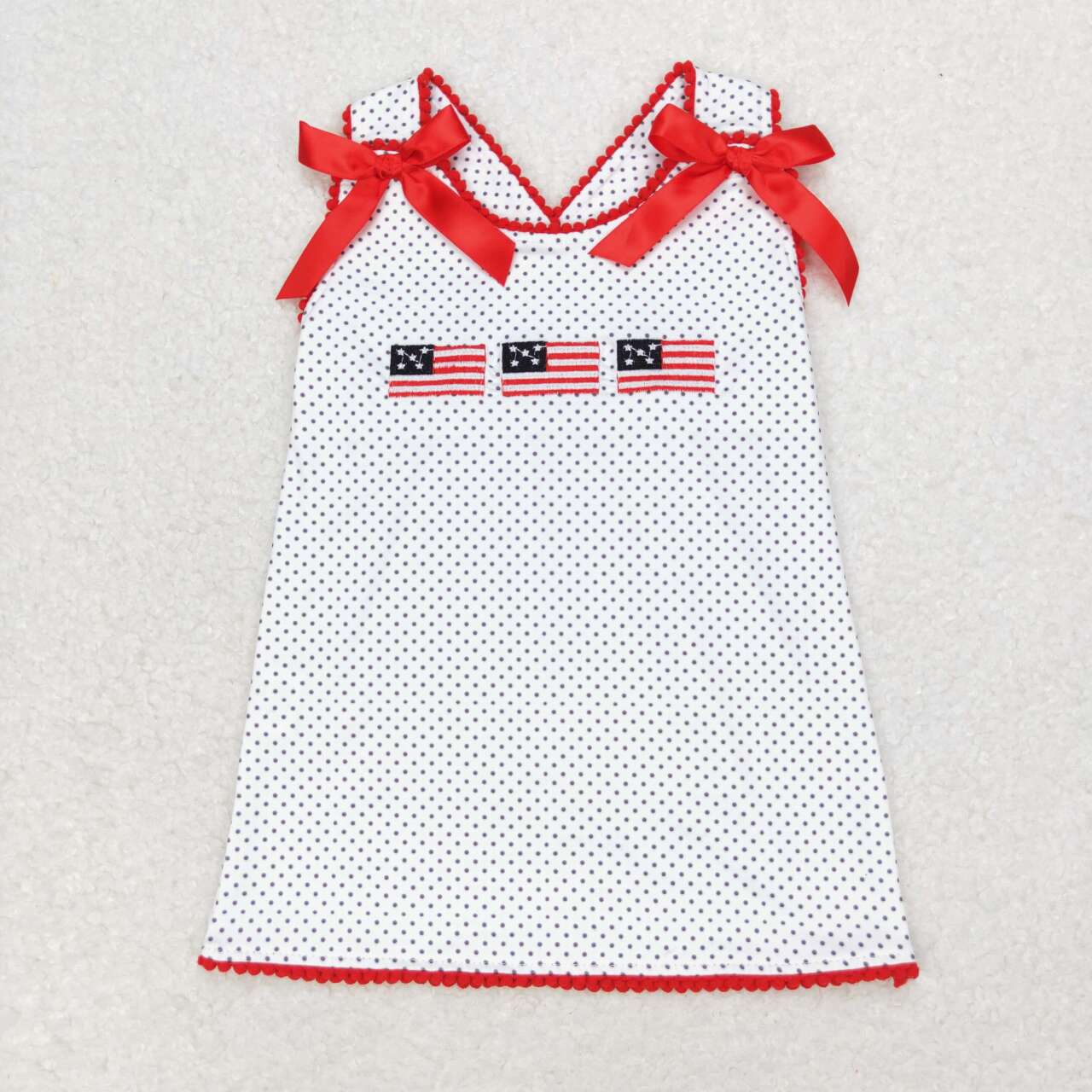 Baby Girl July 4th Embroidery Flags Tops