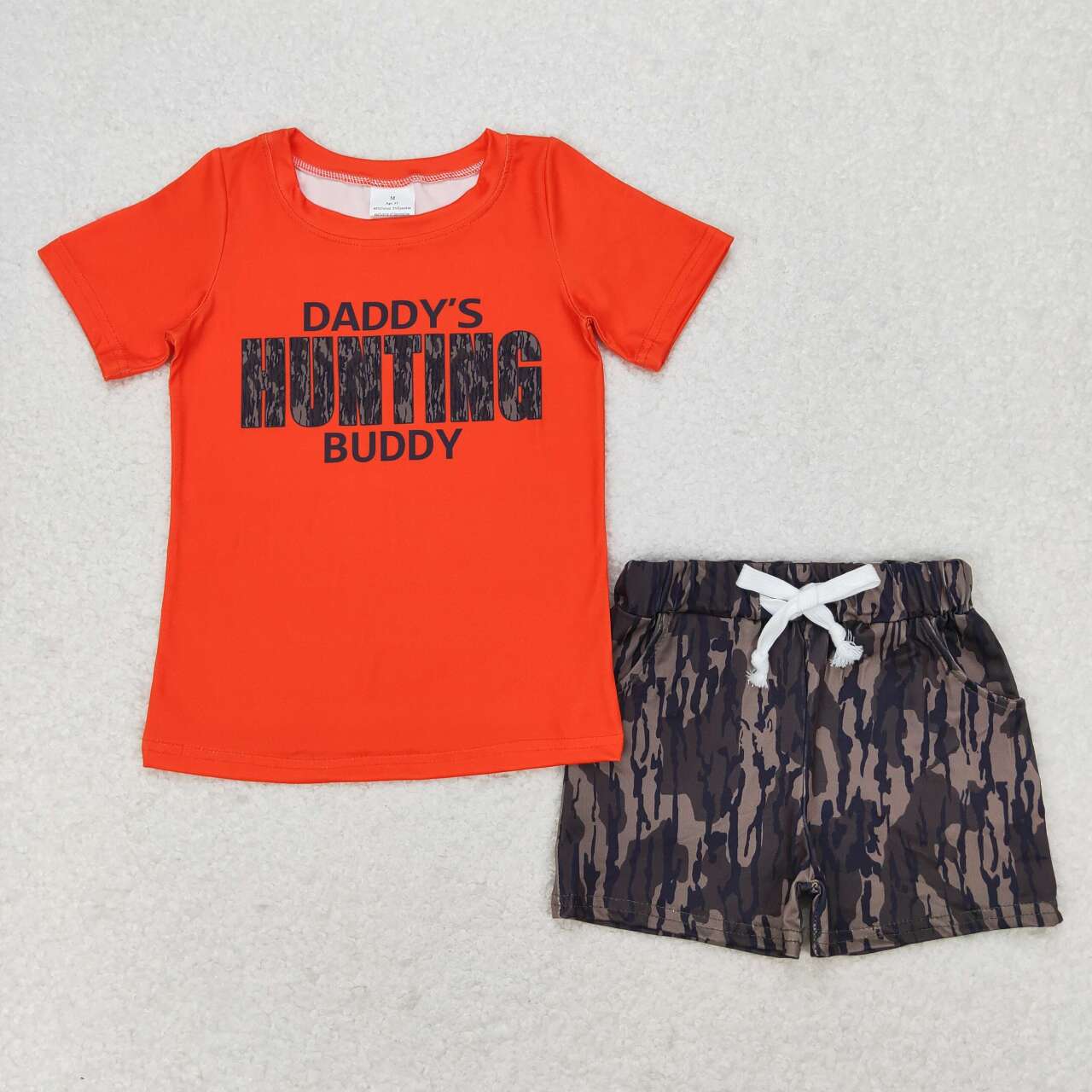 Baby Boy Short Sleeves Daddy's Hunting Buddy Shirt Camo Shorts Set