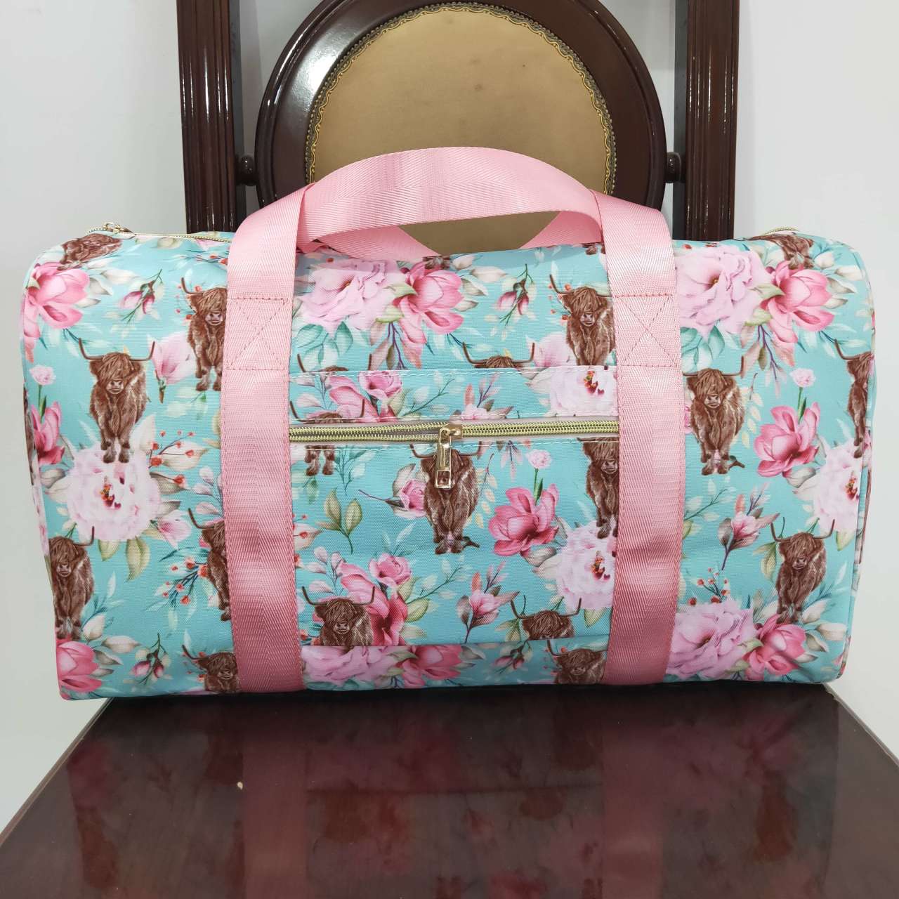 BA0084 Kids Adult Floral Travel Duffle Bag