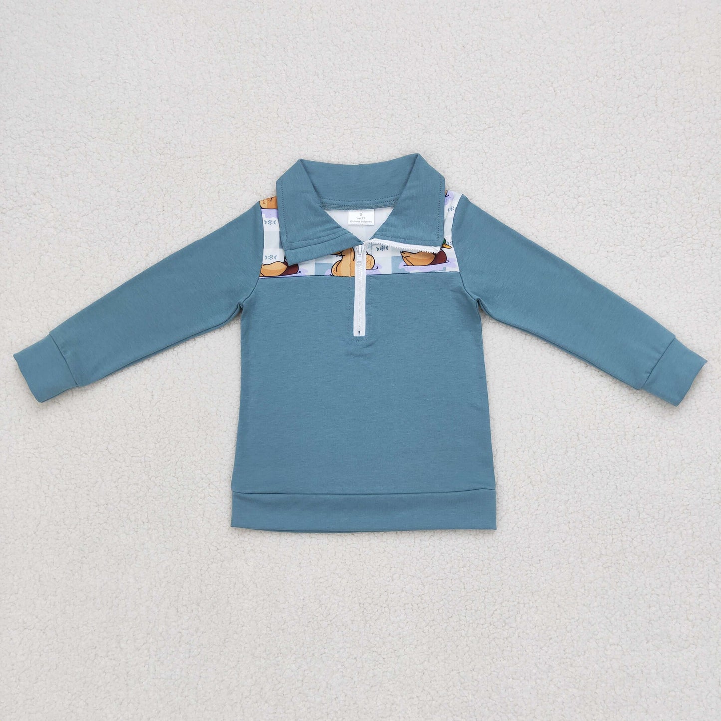 BT0329 Baby Boy Long Sleeves Ducks Zipper Pullover