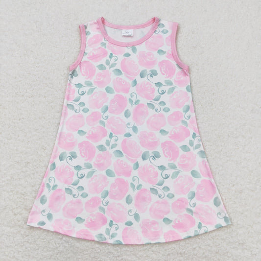 Baby Girl Sleeveless Pink Floral Summer Dress