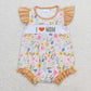 Baby Boy Sleeveless Embroidery I Love Mom Plaid Summer One Piece Romper
