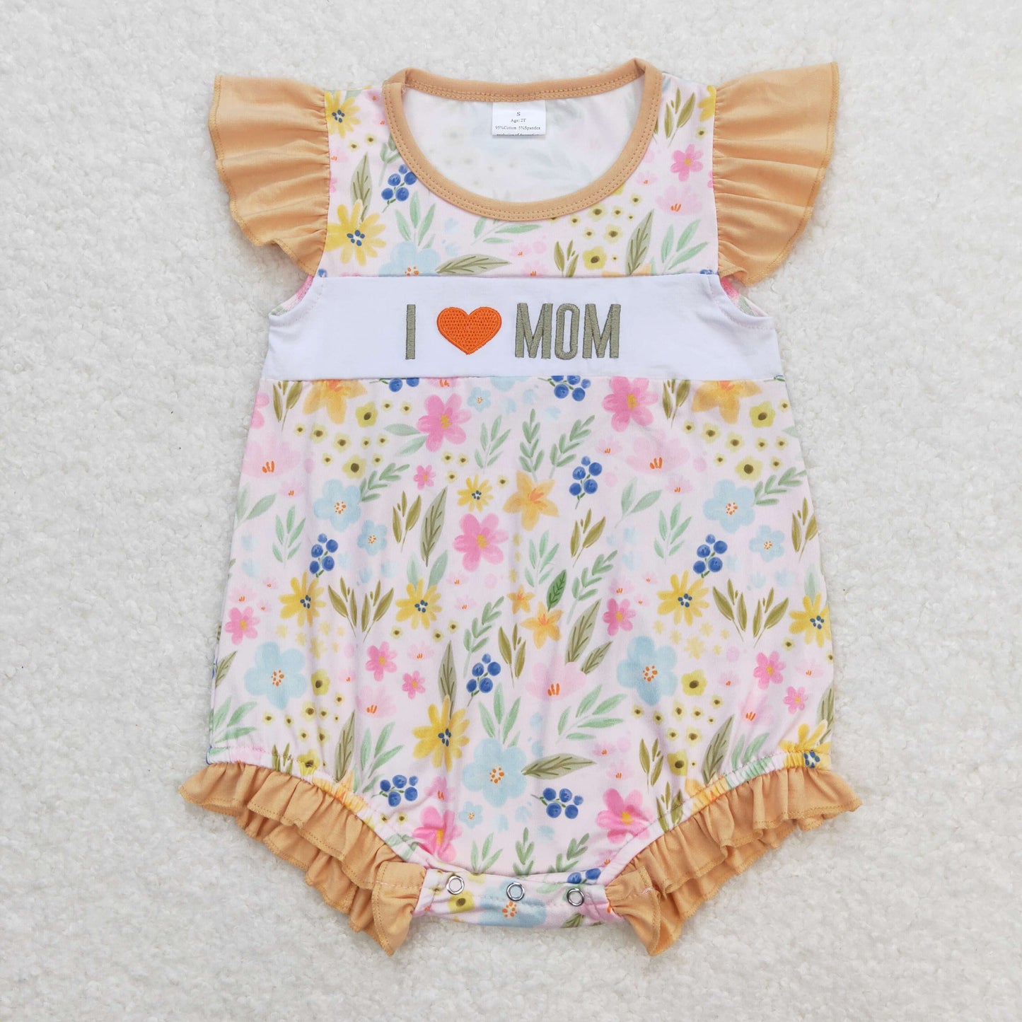 Baby Boy Sleeveless Embroidery I Love Mom Plaid Summer One Piece Romper