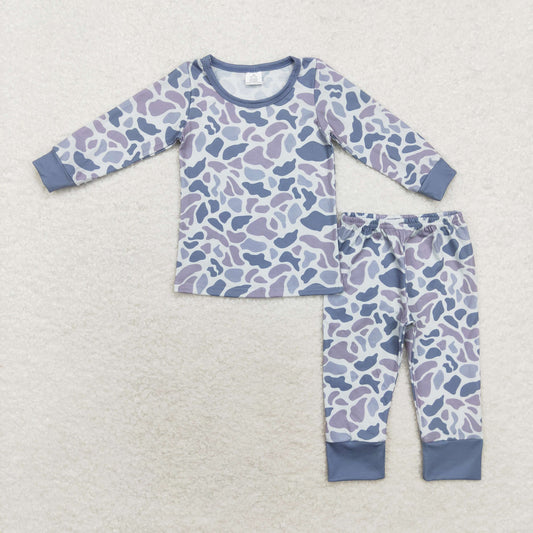 Baby Boy Fall Grey Camo Shirt Pants Pajamas Bamboo Set