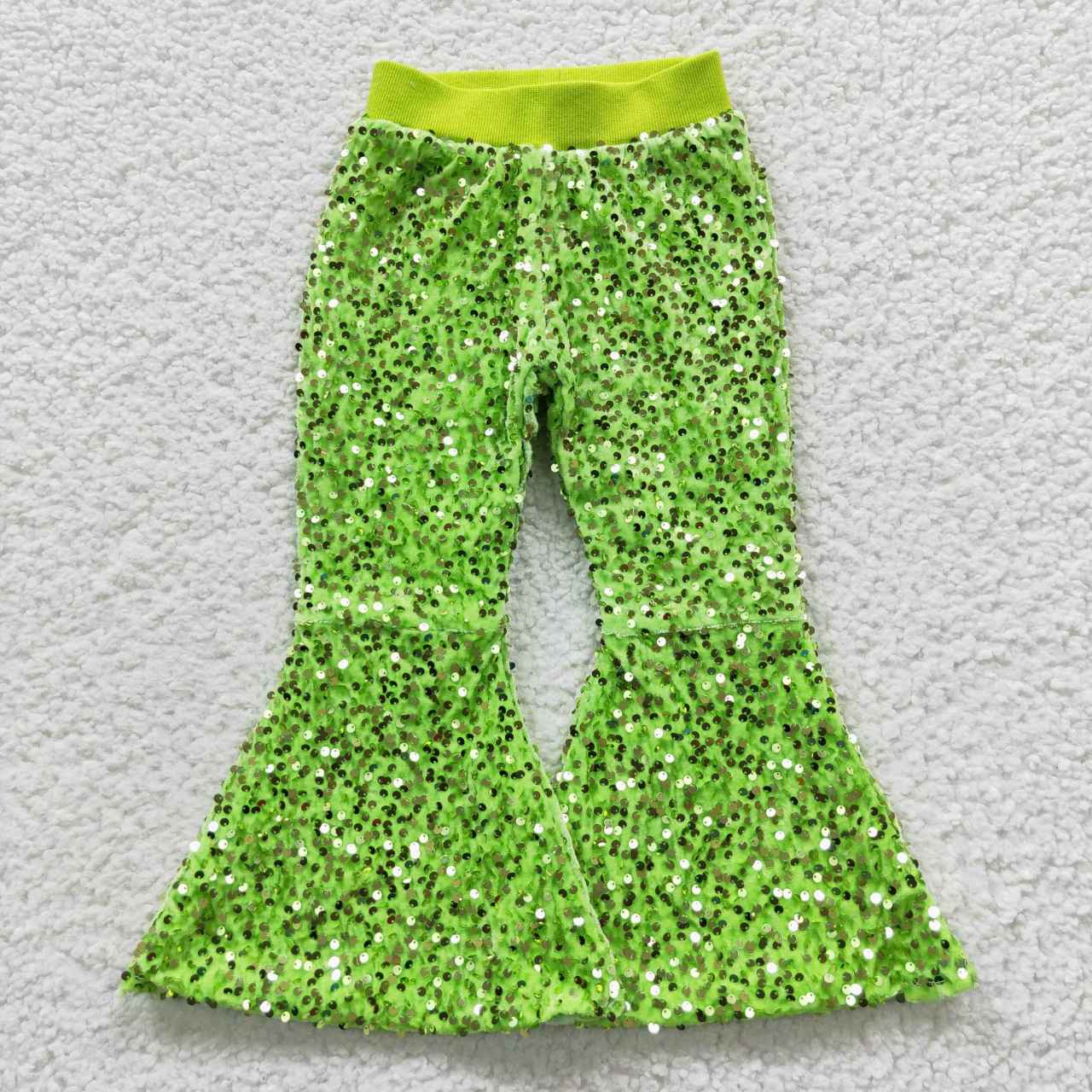 P0148 Baby Girl Glitter Sequins With Lining Bell Pants