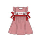 baby girl red checkered flutter sleeves bows team dress
