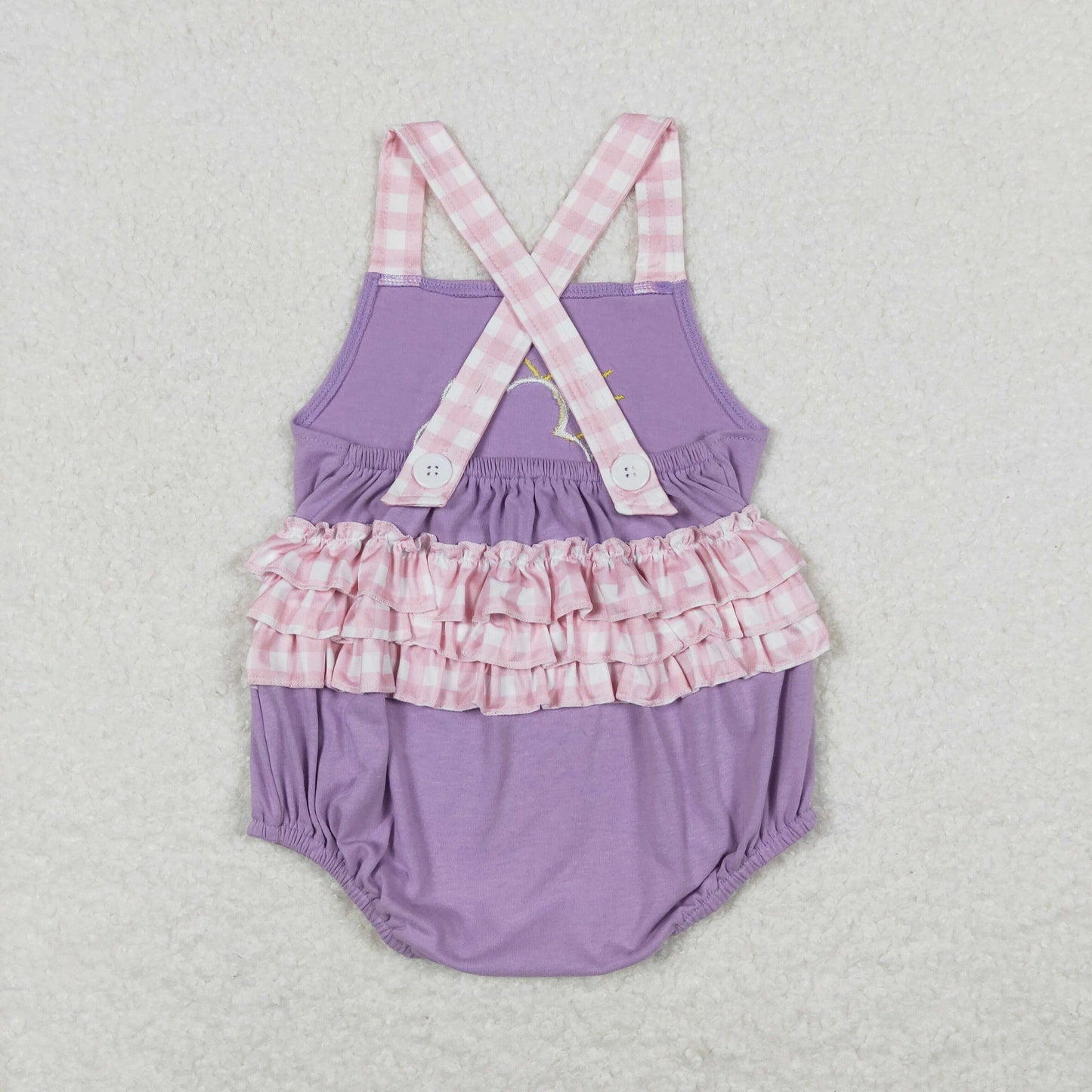 Baby Girl Embroidery Cloudy Rainy Purple Bubble One Piece Romper