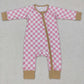 LR0655 Baby Boy Long Sleeves Checkered Zipper One Piece Romper
