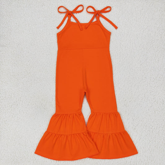 SR0451 Baby Girl Sleeveless Orange Cotton Jumpsuit