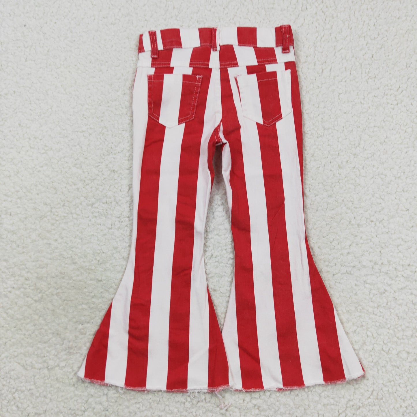 P0246 Baby Girl Red Stripes Denim Bell Pants Jeans