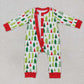 LR0626 Baby Girl Long Sleeves Christmas Tree One Piece Romper