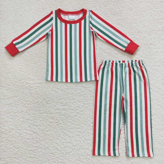 BLP0361 Christmas Baby Boy Long Sleeves Shirt Stripes Pants Outfit Pajamas