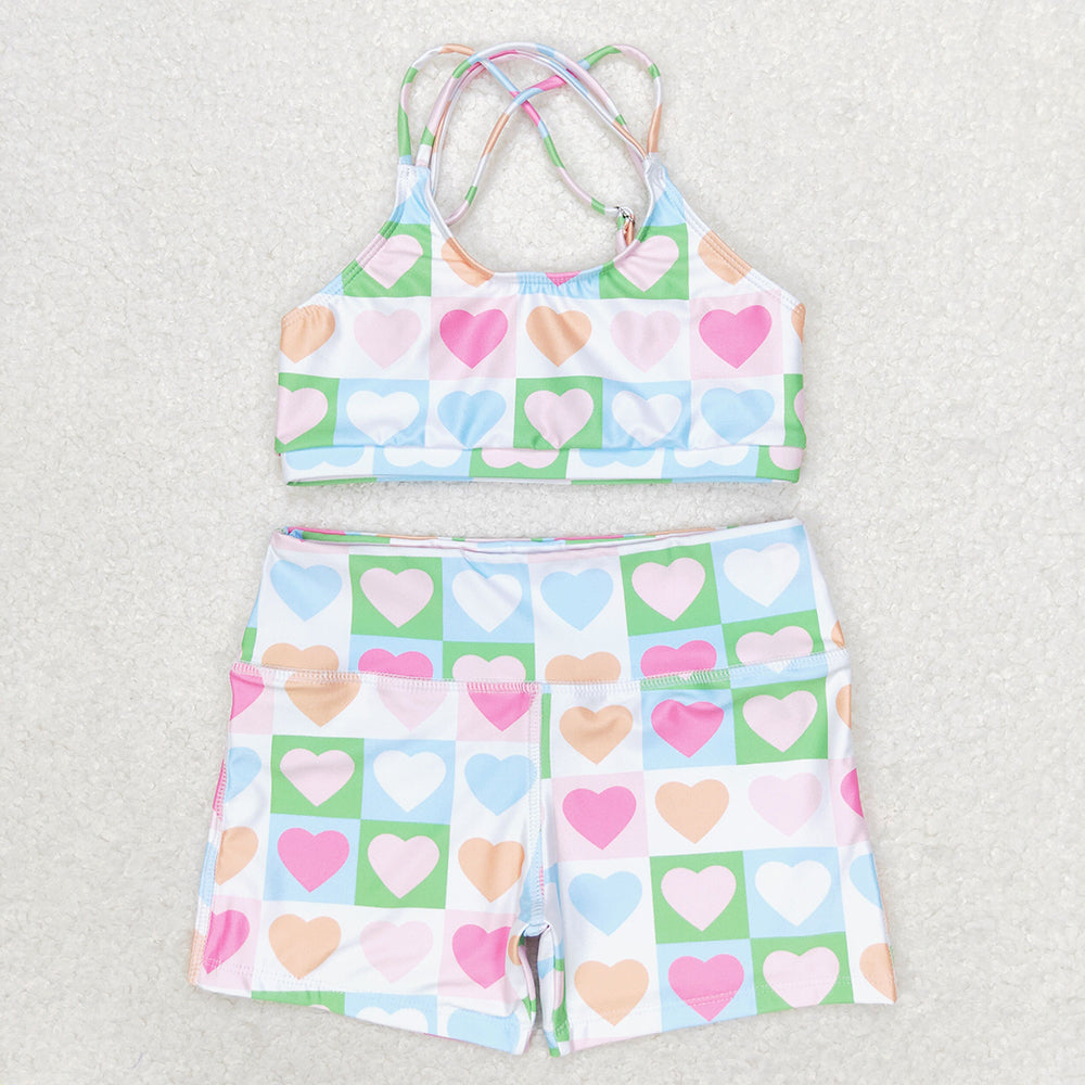 Baby Girl Sleeveless Hearts Tops Shorts Summer Swimsuit