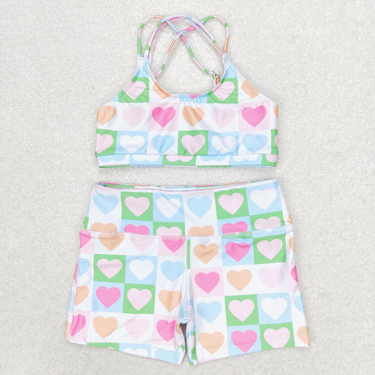 Baby Girl Sleeveless Hearts Tops Shorts Summer Swimsuit