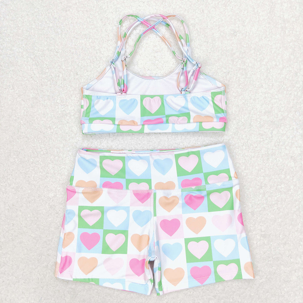 Baby Girl Sleeveless Hearts Tops Shorts Summer Swimsuit