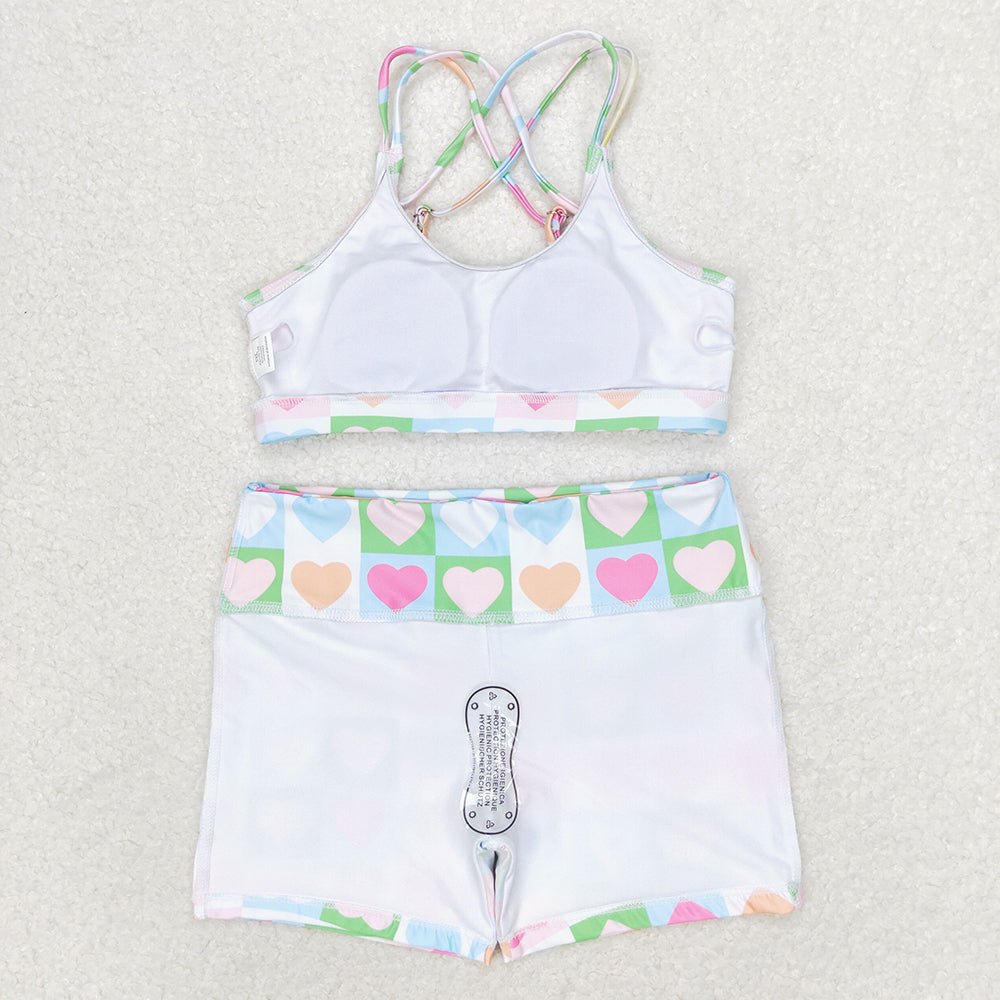 Baby Girl Sleeveless Hearts Tops Shorts Summer Swimsuit