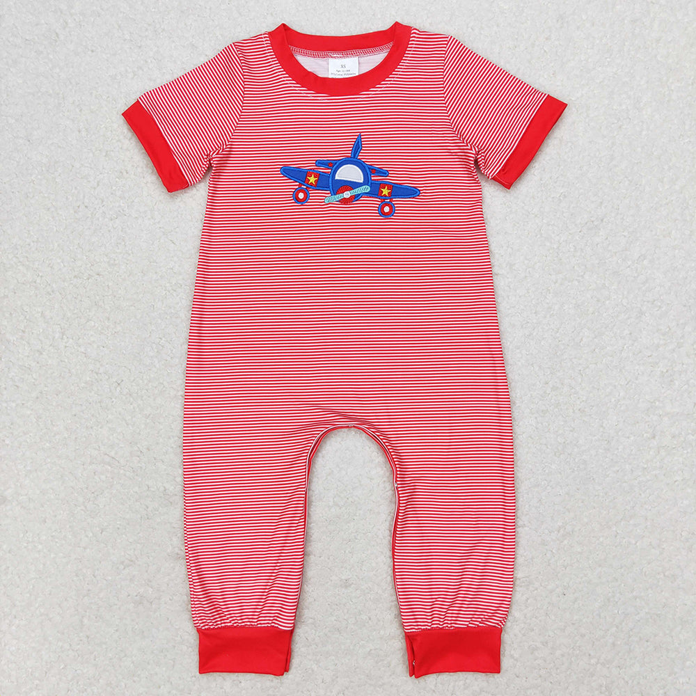 Baby Boy Planes Sibling Brother Red Stripes Romper Clothes Sets